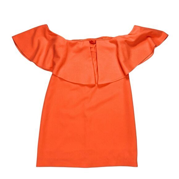 Trina Turk Off-the-Shoulder Dress Womens 8 Orange Mirador Cocktail Eveningwear - Picture 4 of 16